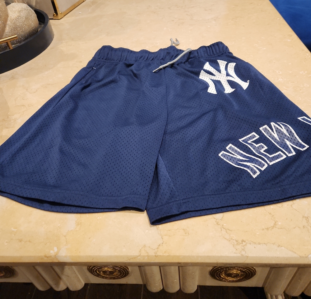 Fanatics Navy Athletic Mesh Shorts with White NY Logo